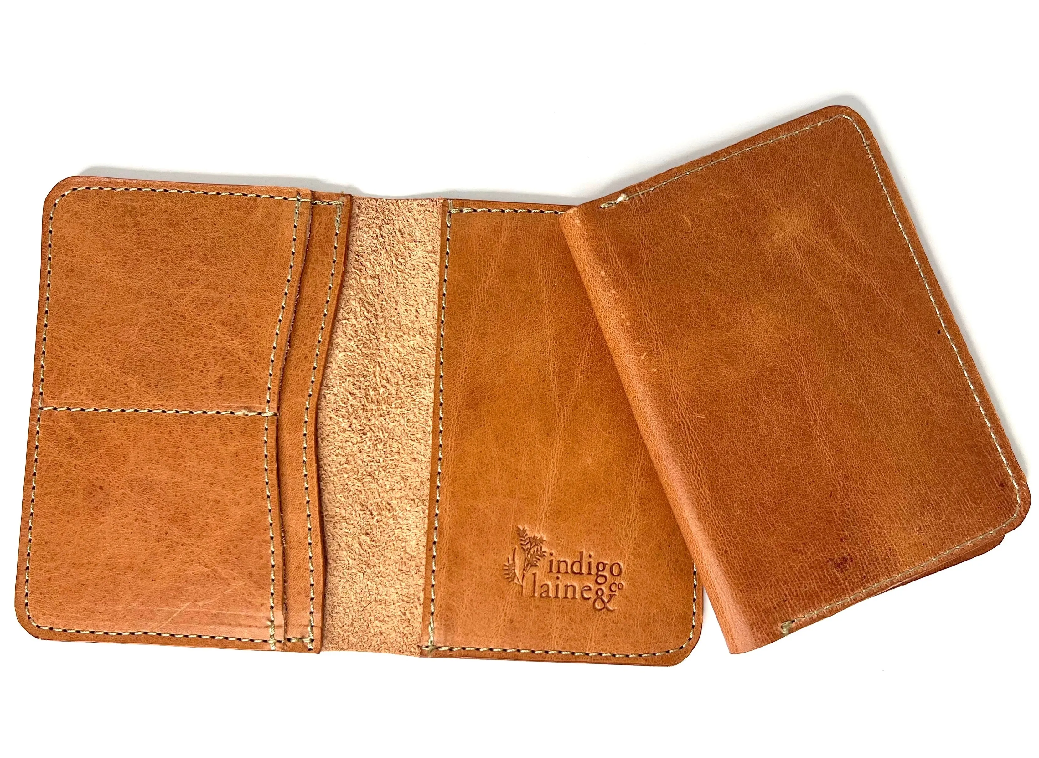 Indigo Laine Passport Cover in Saddle Brown