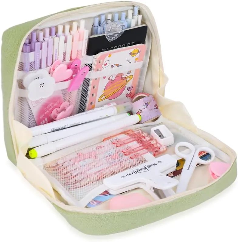 iSuperb Big Pencil Case Pouch Large Capacity Can Hold a Book, Pen Pouch Waterproof for Adult Kids College Student Zipper Stationery Organizer Storage Cosmetic Makeup Bag