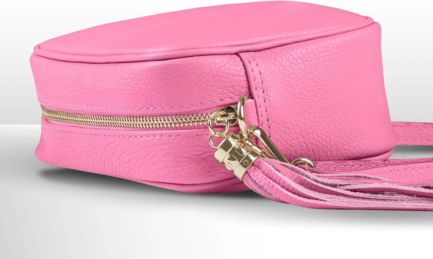 Italian Calf Leather Crossbody Bag for Women with Tassel Zipper | Small Camera Purse Shoulder Handbag Pocketbook