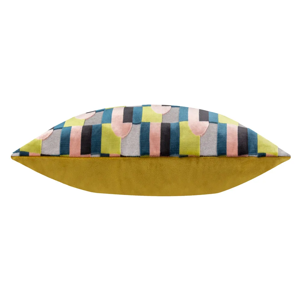 Keela Cut Velvet Cushion Pink/Avo Green