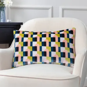 Keela Cut Velvet Cushion Pink/Avo Green