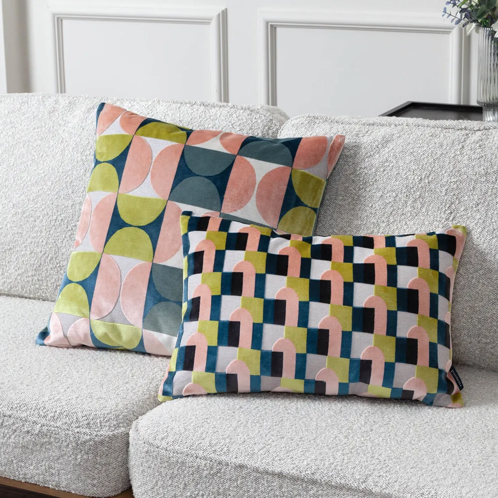 Keela Cut Velvet Cushion Pink/Avo Green