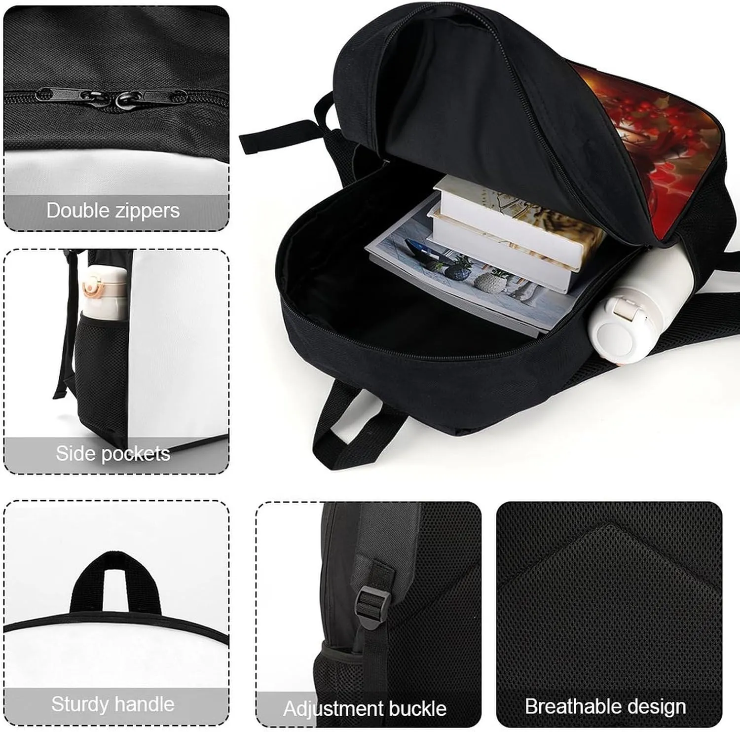 Laptop Backpack Casual Daypack Waterproof Christmas Red Lantern Computer Bag Business Work Bag for Travel