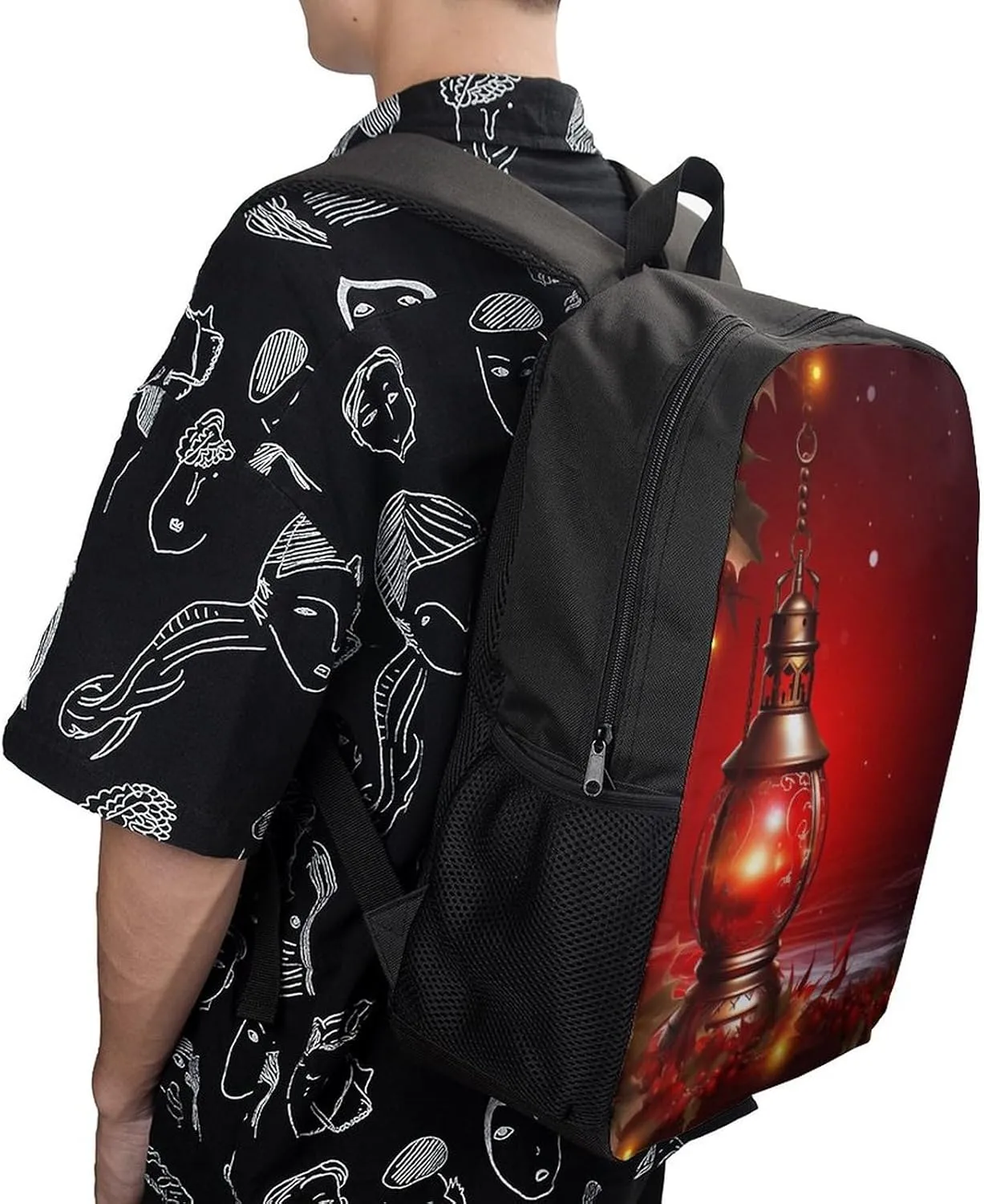 Laptop Backpack Casual Daypack Waterproof Christmas Red Lantern Computer Bag Business Work Bag for Travel