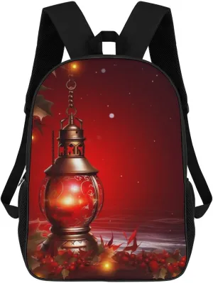 Laptop Backpack Casual Daypack Waterproof Christmas Red Lantern Computer Bag Business Work Bag for Travel