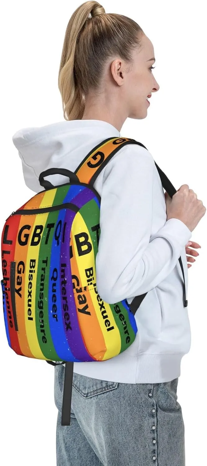 LGBT Rainbow Gay Pride Flag LGBTQI Travel Laptop Backpack Casual Backpacks Double Shoulder Daypack Notebook Rucksack Work Bags Sports Bag for Gym Hiking Camping Beach
