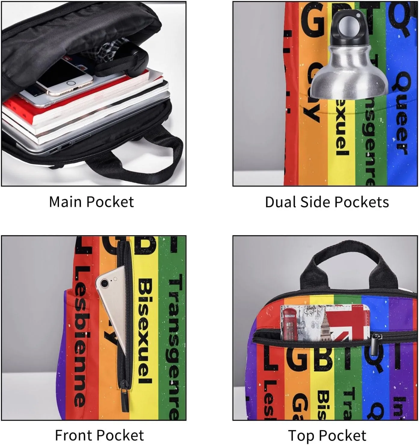 LGBT Rainbow Gay Pride Flag LGBTQI Travel Laptop Backpack Casual Backpacks Double Shoulder Daypack Notebook Rucksack Work Bags Sports Bag for Gym Hiking Camping Beach