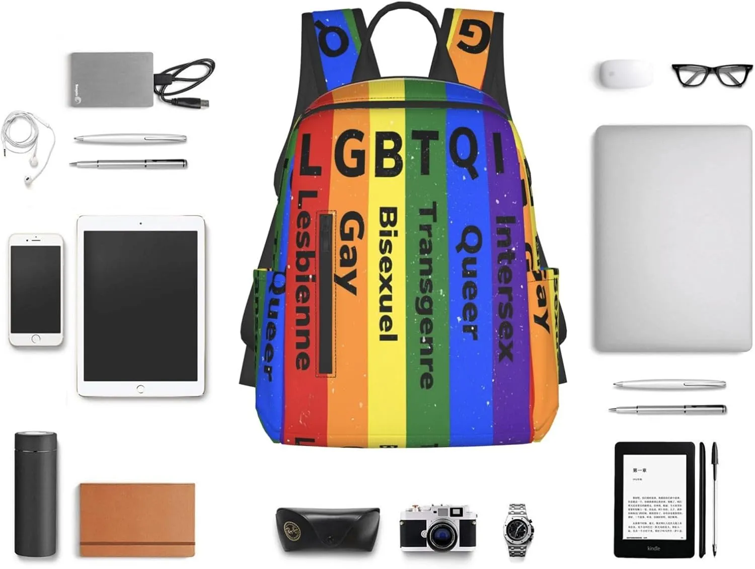 LGBT Rainbow Gay Pride Flag LGBTQI Travel Laptop Backpack Casual Backpacks Double Shoulder Daypack Notebook Rucksack Work Bags Sports Bag for Gym Hiking Camping Beach