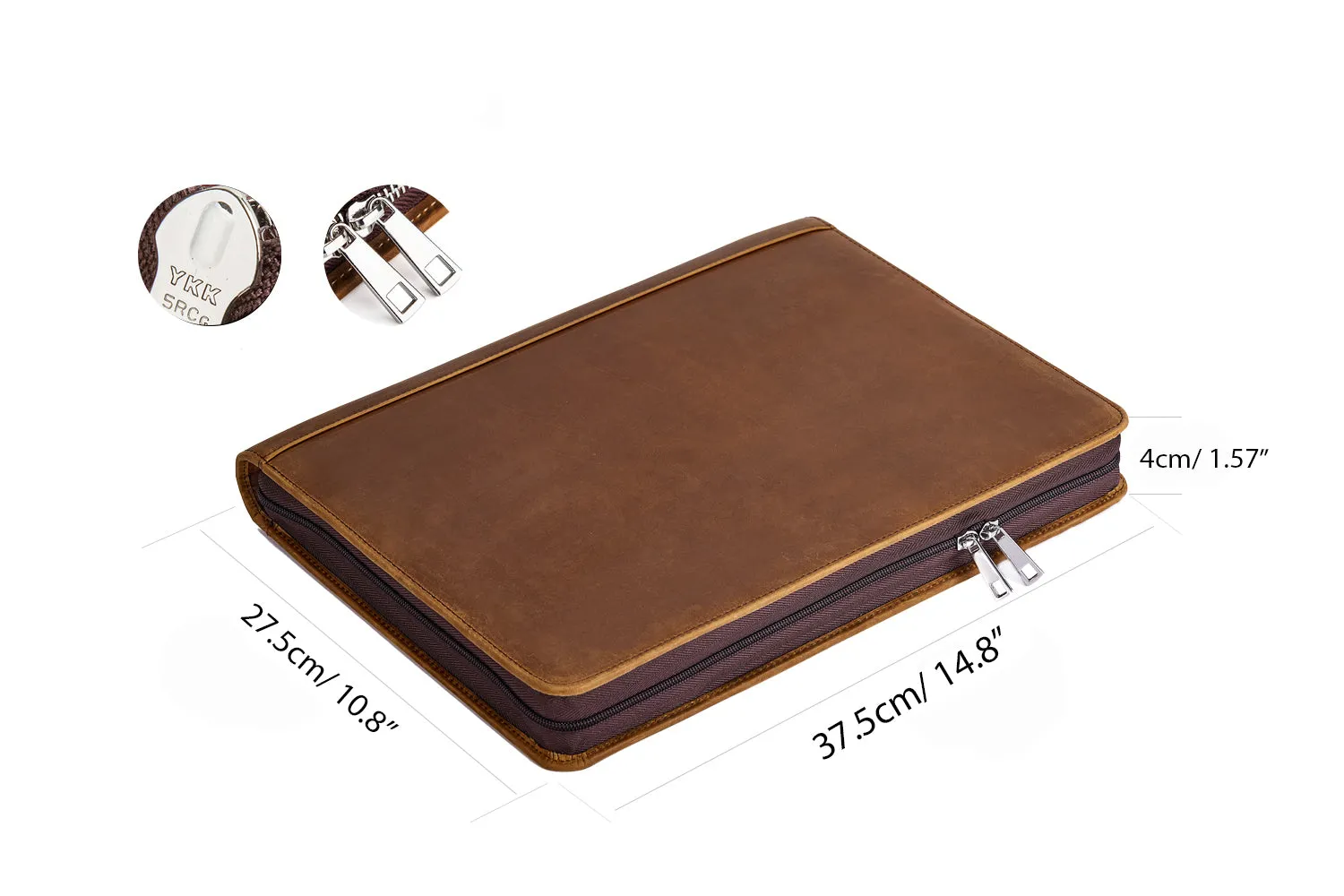 Logo Custom 3 Distressed Vintage Leather 3 Ring Binder with Clipboard