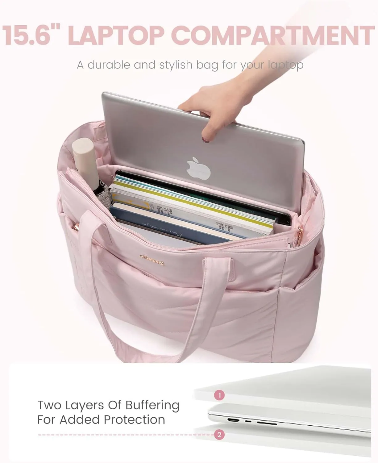 LOVEVOOK Tote Travel Bag for Women, Puffer Work Handbag with Zipper for Teacher Nurse, Quilted Laptop Shoulder Gym Bag Cute