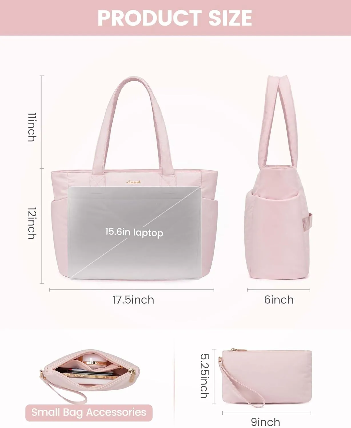 LOVEVOOK Tote Travel Bag for Women, Puffer Work Handbag with Zipper for Teacher Nurse, Quilted Laptop Shoulder Gym Bag Cute