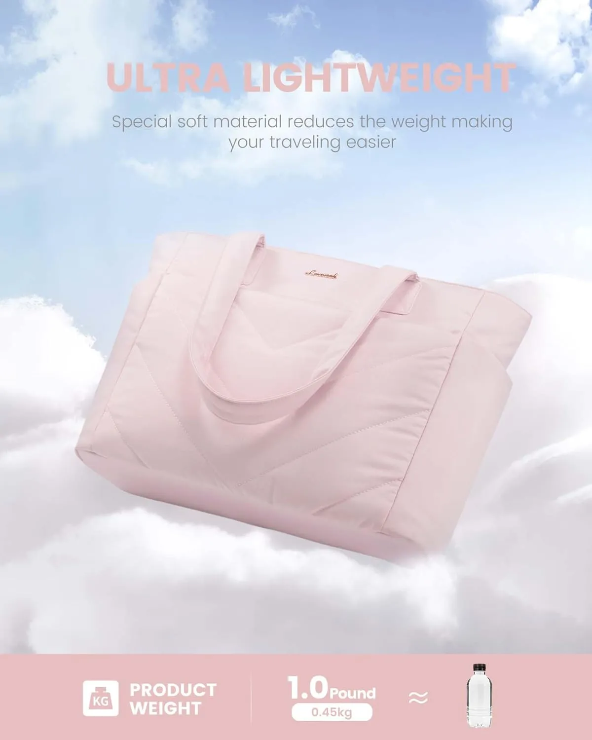 LOVEVOOK Tote Travel Bag for Women, Puffer Work Handbag with Zipper for Teacher Nurse, Quilted Laptop Shoulder Gym Bag Cute