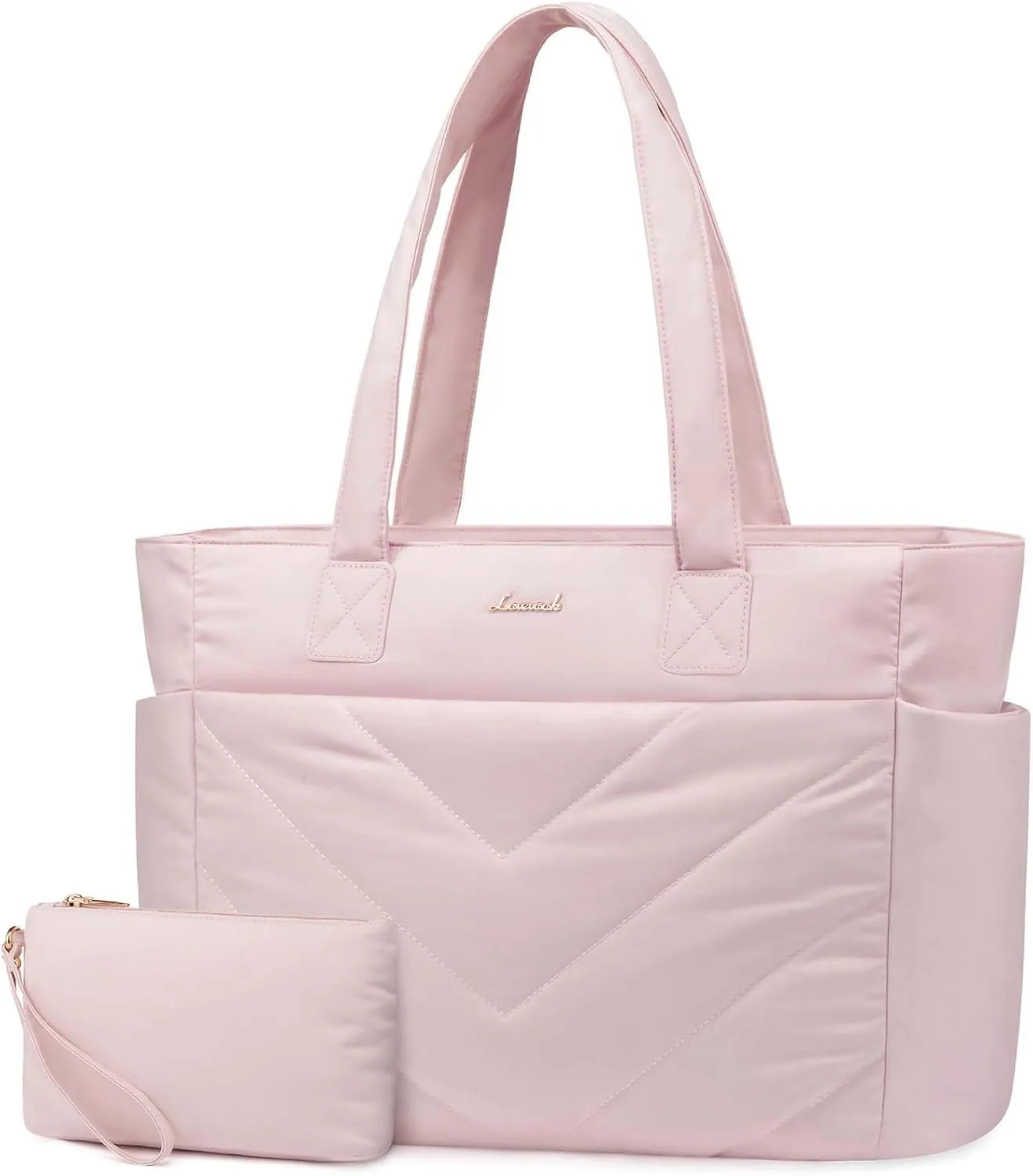 LOVEVOOK Tote Travel Bag for Women, Puffer Work Handbag with Zipper for Teacher Nurse, Quilted Laptop Shoulder Gym Bag Cute