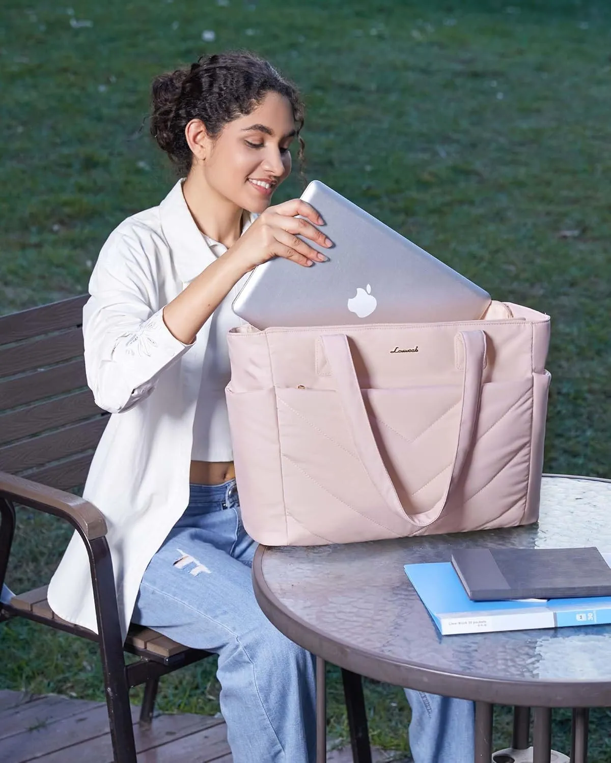 LOVEVOOK Tote Travel Bag for Women, Puffer Work Handbag with Zipper for Teacher Nurse, Quilted Laptop Shoulder Gym Bag Cute