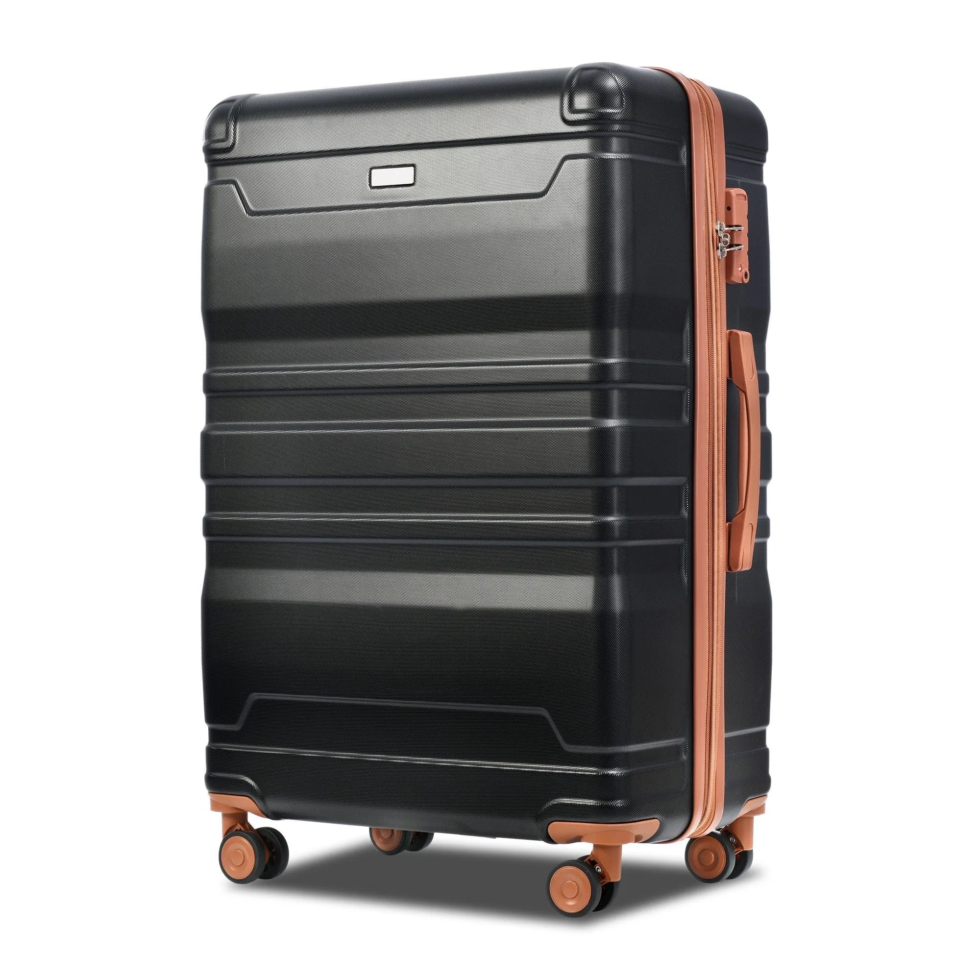 Luggage Sets New Model Expandable Abs Hardshell 3 Pieces Clearance Luggage Hardside Lightweight Durable Suitcase Sets Spinner Wheels Suitcase With Tsa Lock 20''24''28'' (Black And Brown)