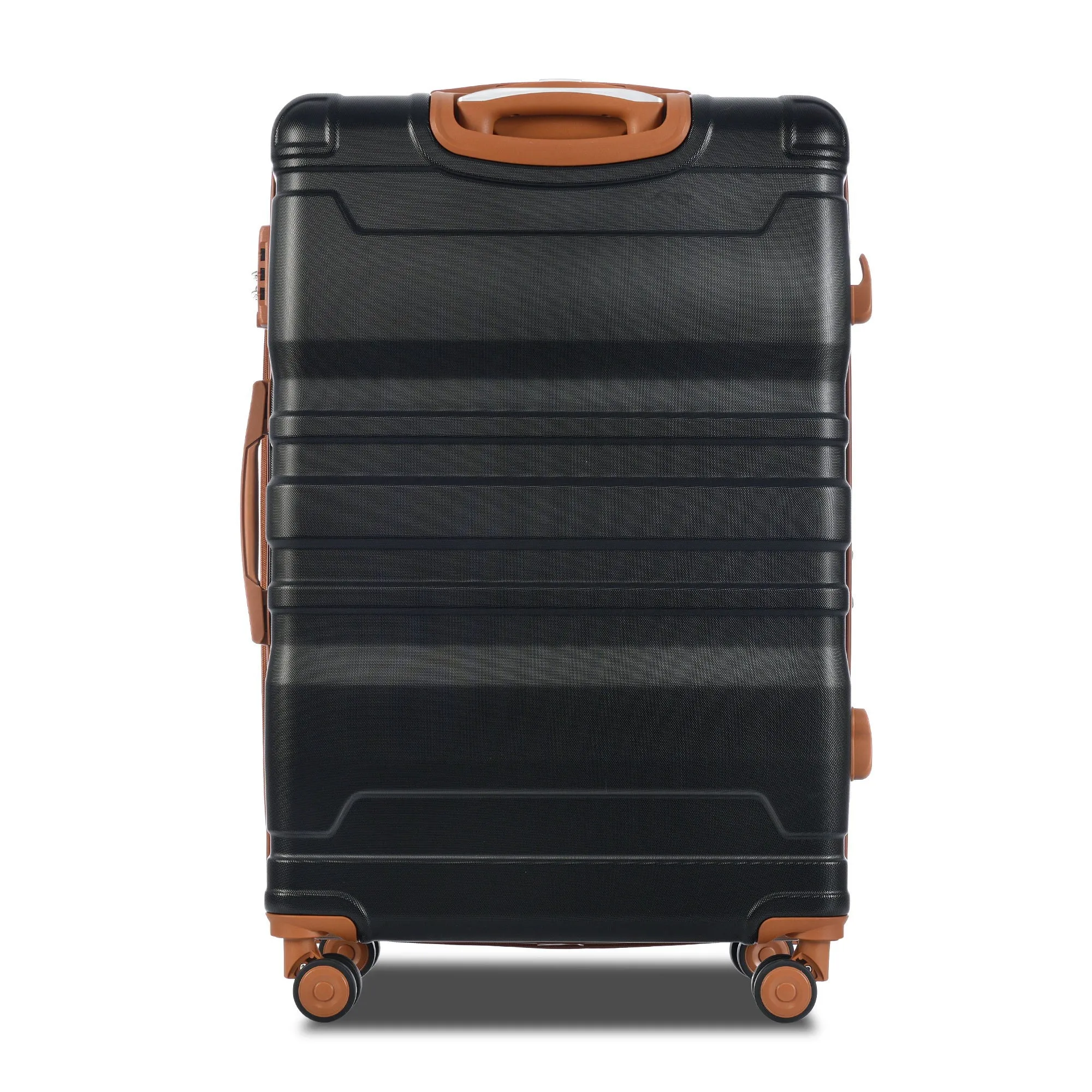 Luggage Sets New Model Expandable Abs Hardshell 3 Pieces Clearance Luggage Hardside Lightweight Durable Suitcase Sets Spinner Wheels Suitcase With Tsa Lock 20''24''28'' (Black And Brown)