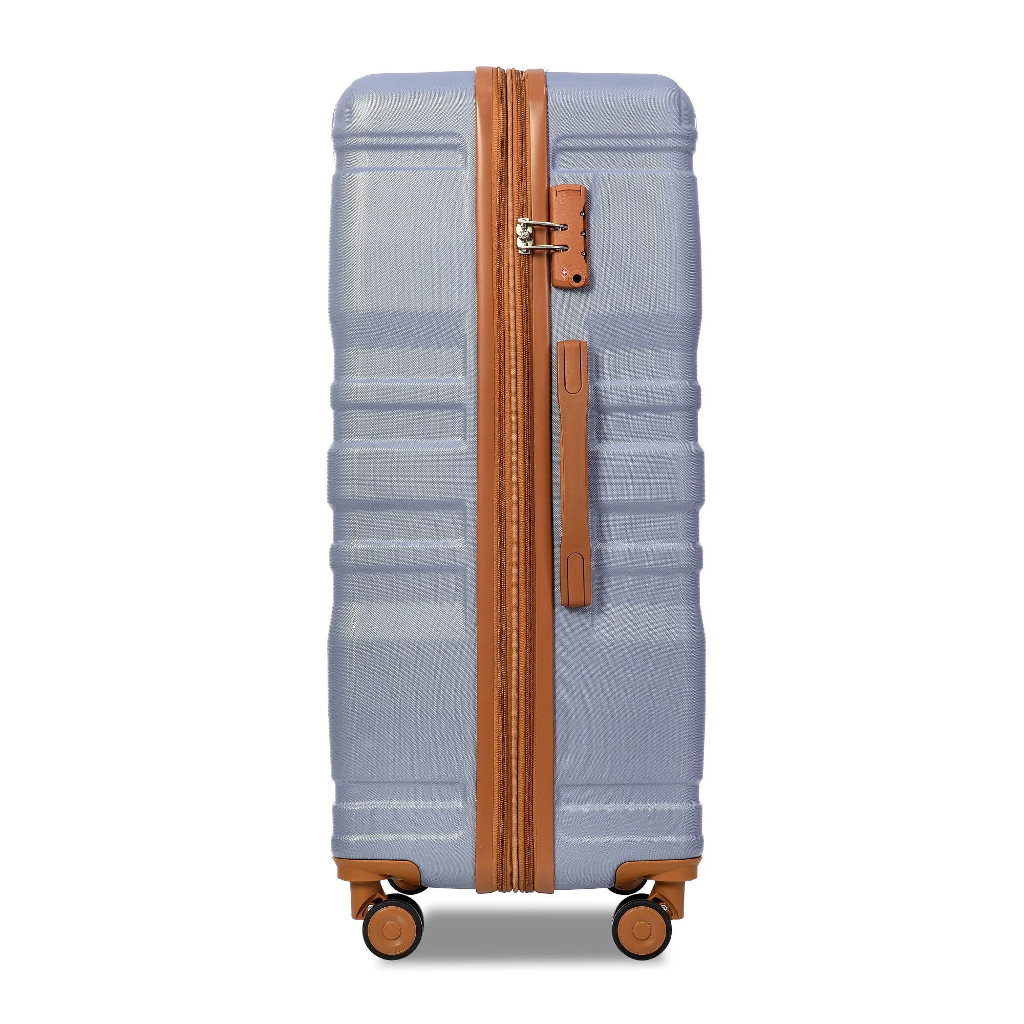 Luggage Sets New Model Expandable Abs Hardshell 3 Pieces Clearance Luggage Hardside Lightweight Durable Suitcase Sets Spinner Wheels Suitcase With Tsa Lock 20''24''28'' (Blue And Brown)
