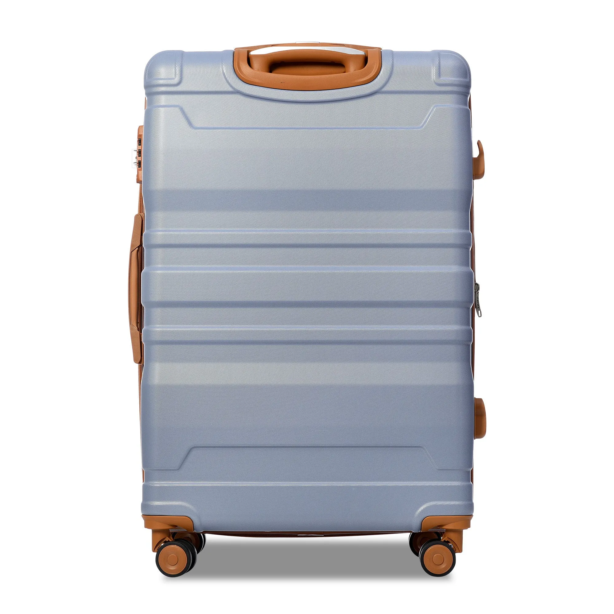 Luggage Sets New Model Expandable Abs Hardshell 3 Pieces Clearance Luggage Hardside Lightweight Durable Suitcase Sets Spinner Wheels Suitcase With Tsa Lock 20''24''28'' (Blue And Brown)