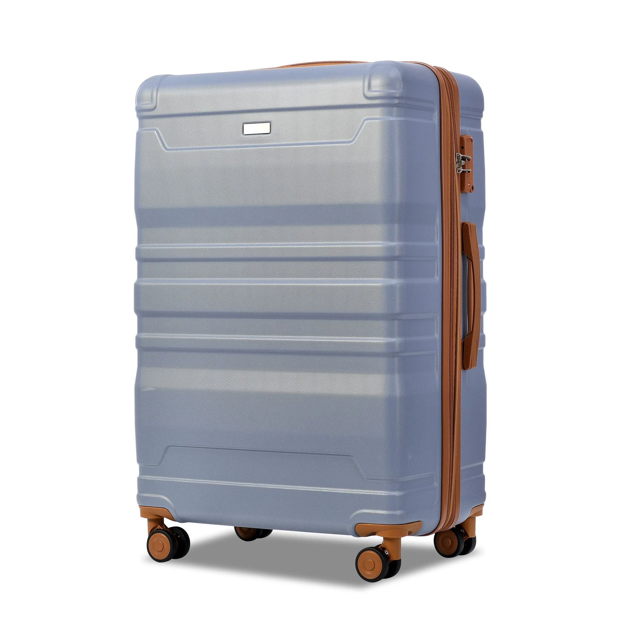 Luggage Sets New Model Expandable Abs Hardshell 3 Pieces Clearance Luggage Hardside Lightweight Durable Suitcase Sets Spinner Wheels Suitcase With Tsa Lock 20''24''28'' (Blue And Brown)