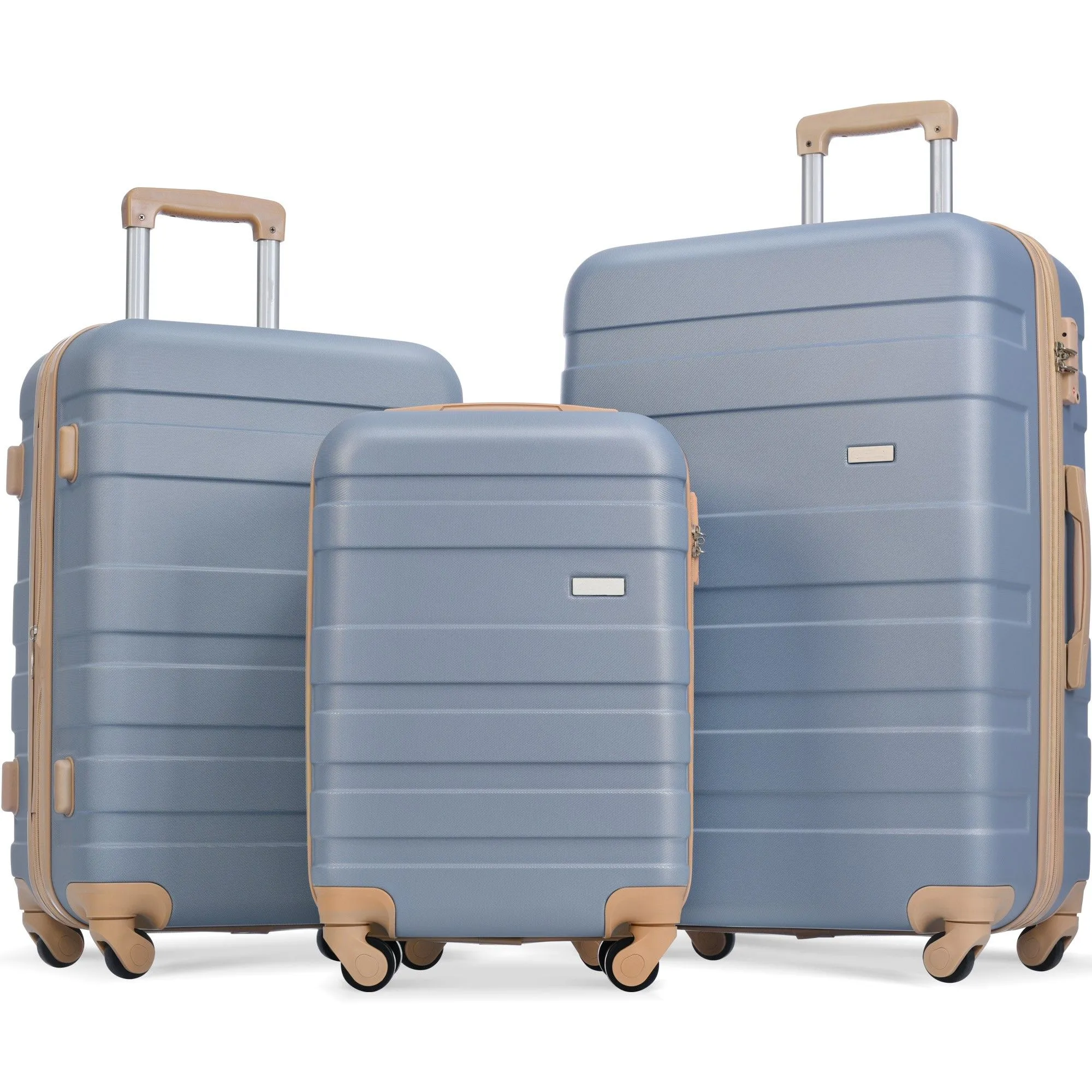 Luggage Sets New Model Expandable Abs Hardshell 3 Pieces Clearance Luggage Hardside Lightweight Durable Suitcase Sets Spinner Wheels Suitcase With Tsa Lock 20''24''28'' (Light Blue)