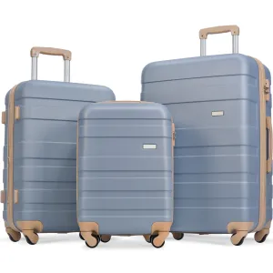 Luggage Sets New Model Expandable Abs Hardshell 3 Pieces Clearance Luggage Hardside Lightweight Durable Suitcase Sets Spinner Wheels Suitcase With Tsa Lock 20''24''28'' (Light Blue)