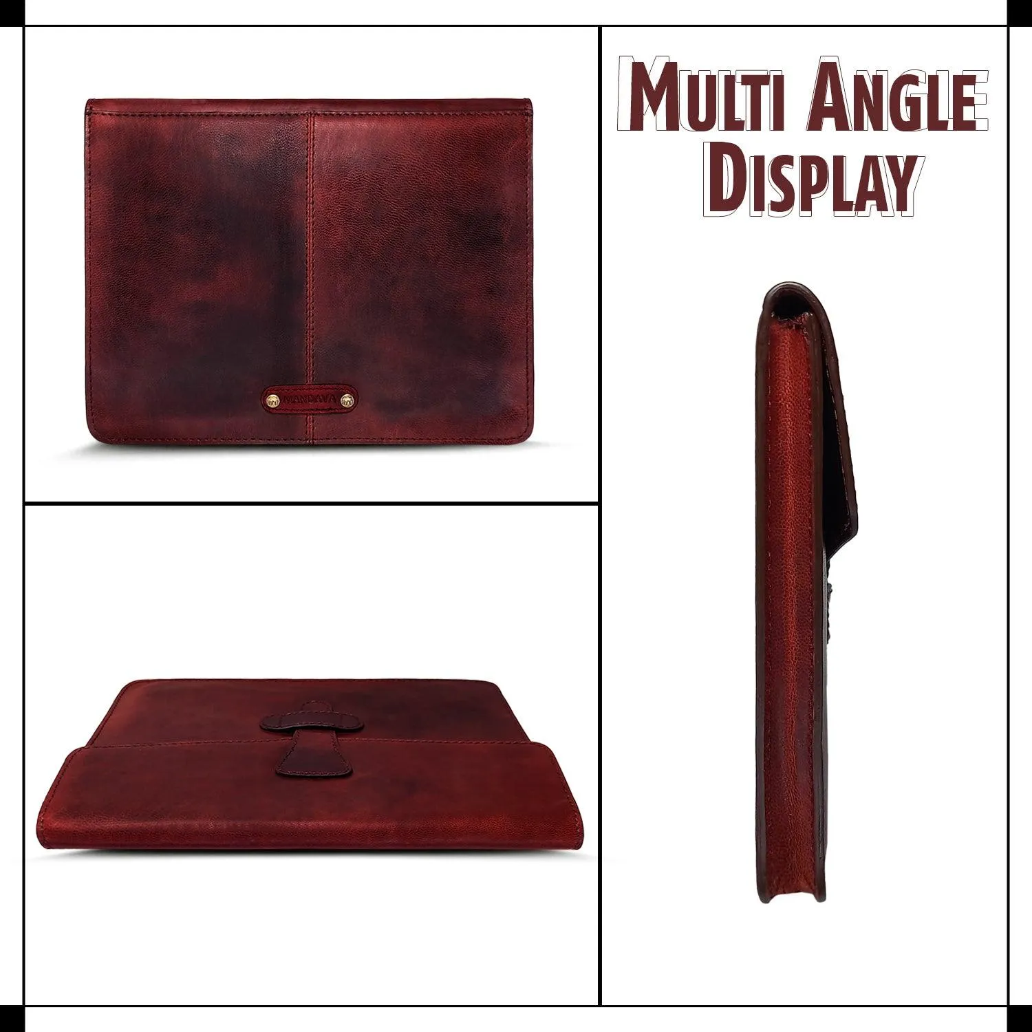 MANDAVA Genuine Leather Portfolio Bag Business Document Organizer for Men and Women