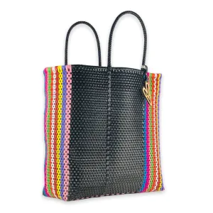 Maria Victoria | Flamingo V2 Totes | Upcycled, Handwoven, Black&Multicolor Tote