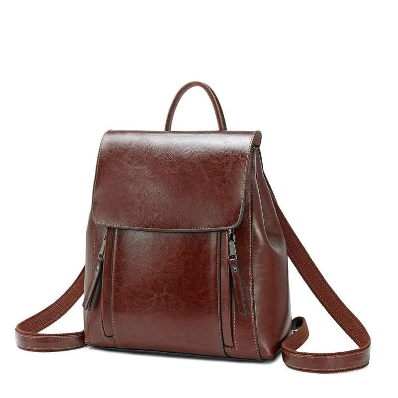 Matte Genuine Leather Backpack