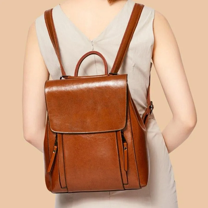 Matte Genuine Leather Backpack