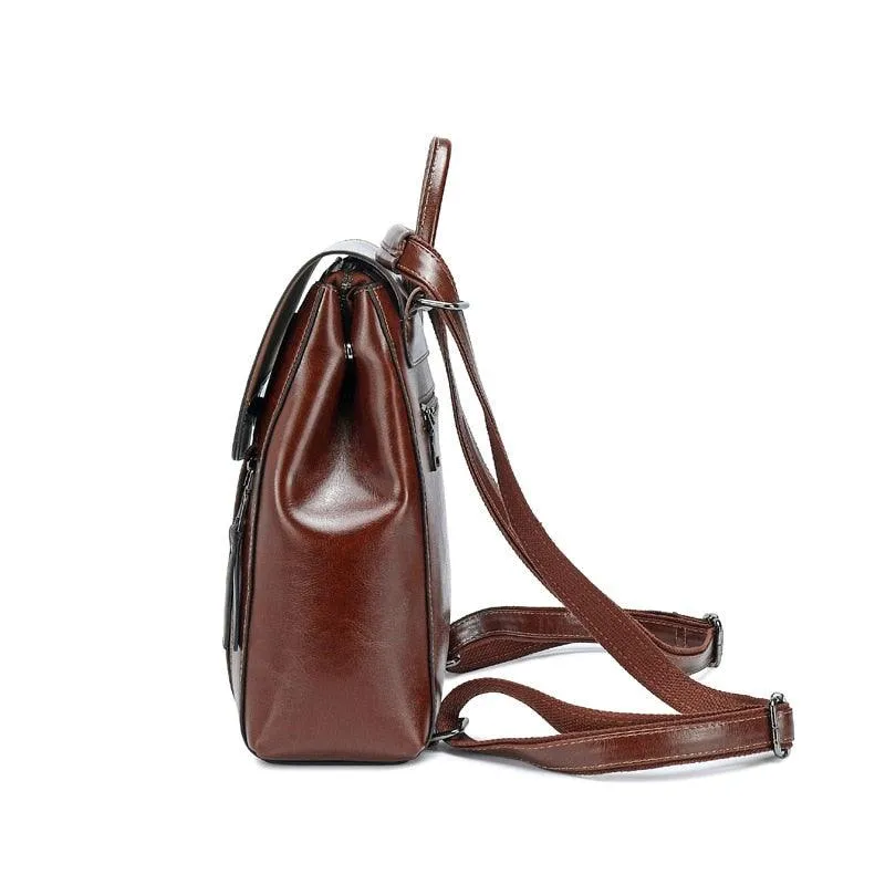 Matte Genuine Leather Backpack