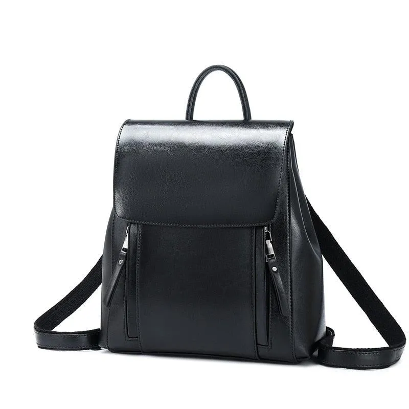 Matte Genuine Leather Backpack