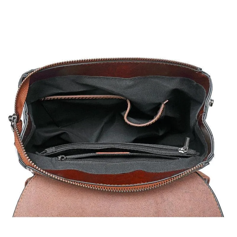 Matte Genuine Leather Backpack