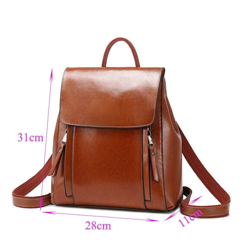 Matte Genuine Leather Backpack