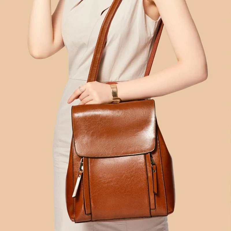 Matte Genuine Leather Backpack
