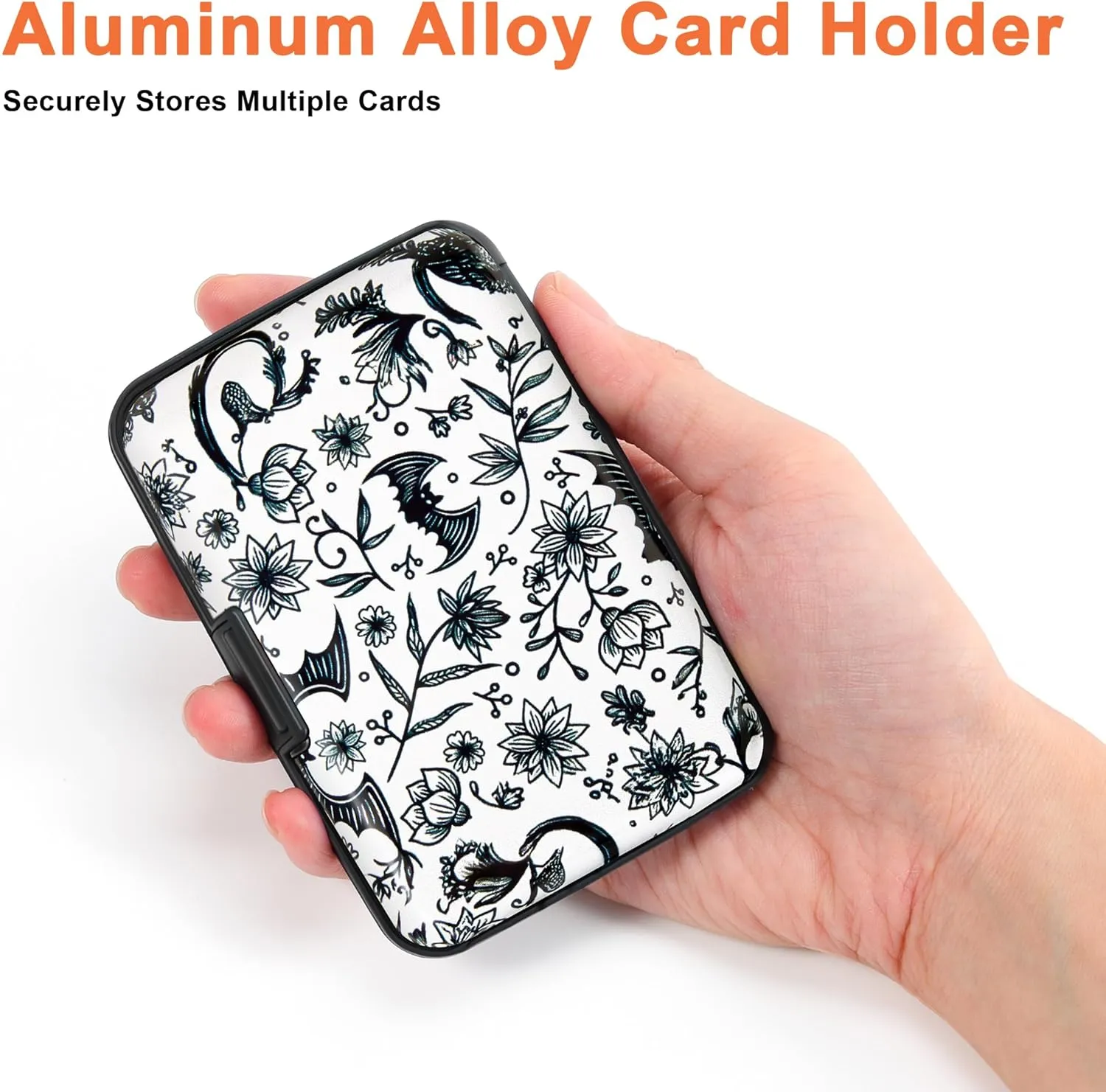 Mayski Credit Card Holder, RFID Blocking, Aluminum Alloy Hard Case, Small Mini Business Metal Wallet for Women Men, Bat