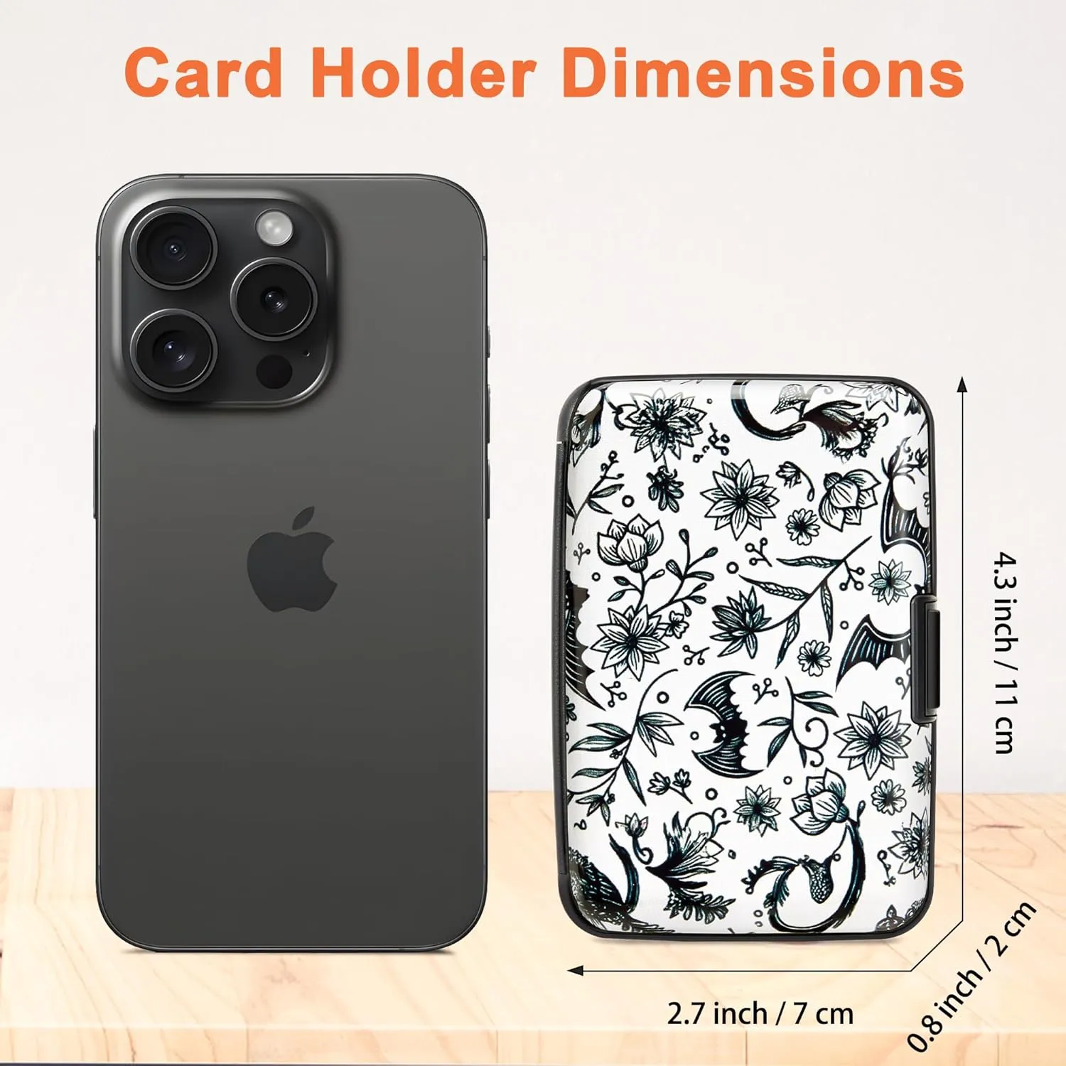 Mayski Credit Card Holder, RFID Blocking, Aluminum Alloy Hard Case, Small Mini Business Metal Wallet for Women Men, Bat