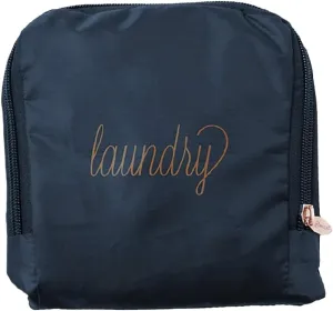 Miamica Foldable Travel Laundry Bag, Navy Blue & Gold  Measures 21 x 22 When Fully Opened  Foldable Laundry Bag with Drawstring Closure  Durable, Lightweight Travel Accessories