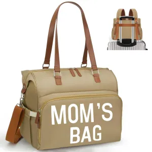 Moms Diaper Bag 4 in 1 Diaper Baby Tote, Hospital Bag for Labor & Delivery, Large Waterproof Baby Travel Weekender with 3 Insulated Pockets, Khaki