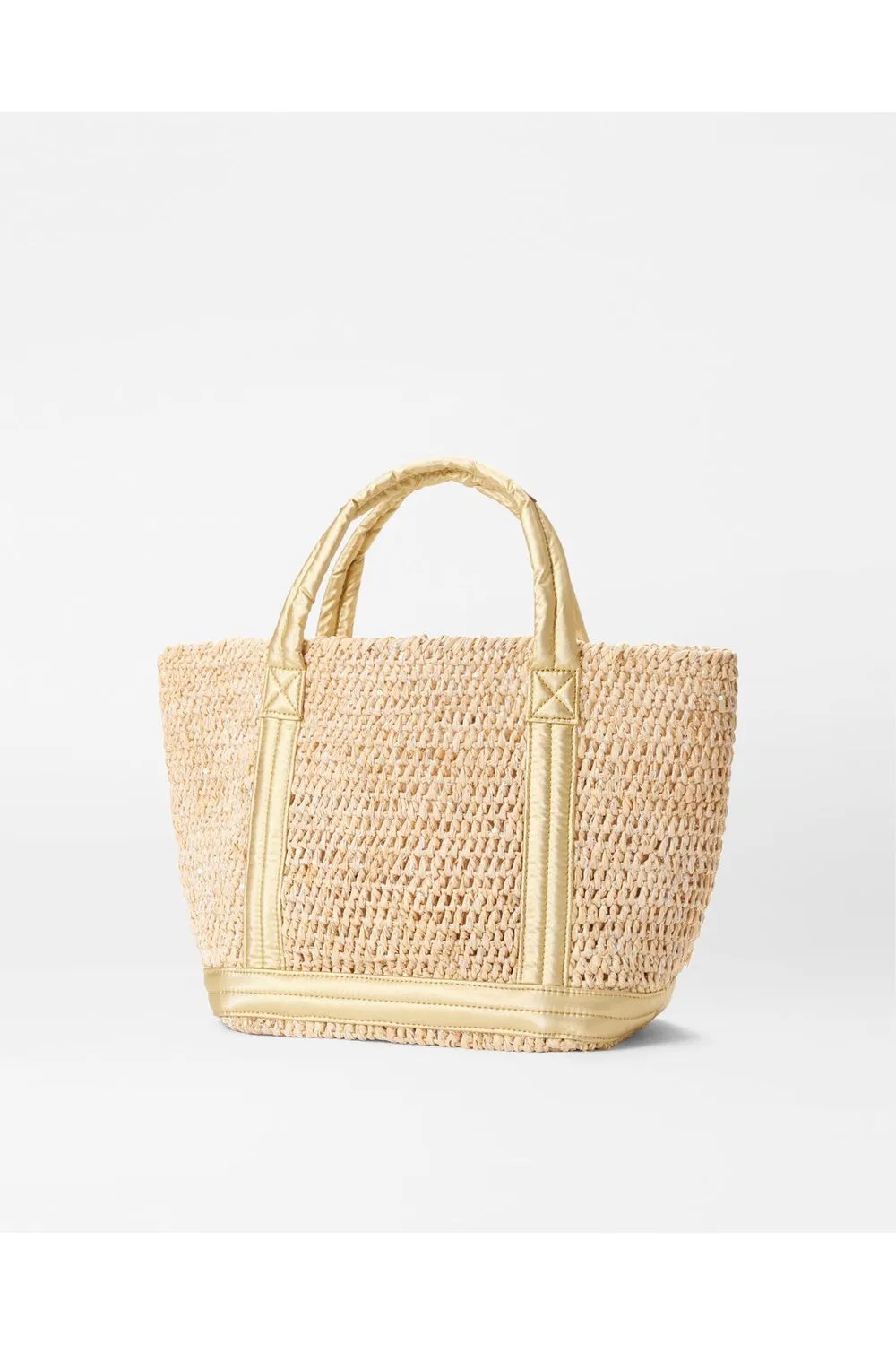 MZ Wallace Small Raffia Tote 1471N2029 | Sequin Raffia/Light Gold Pearl Metallic