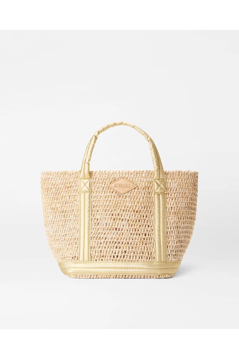 MZ Wallace Small Raffia Tote 1471N2029 | Sequin Raffia/Light Gold Pearl Metallic