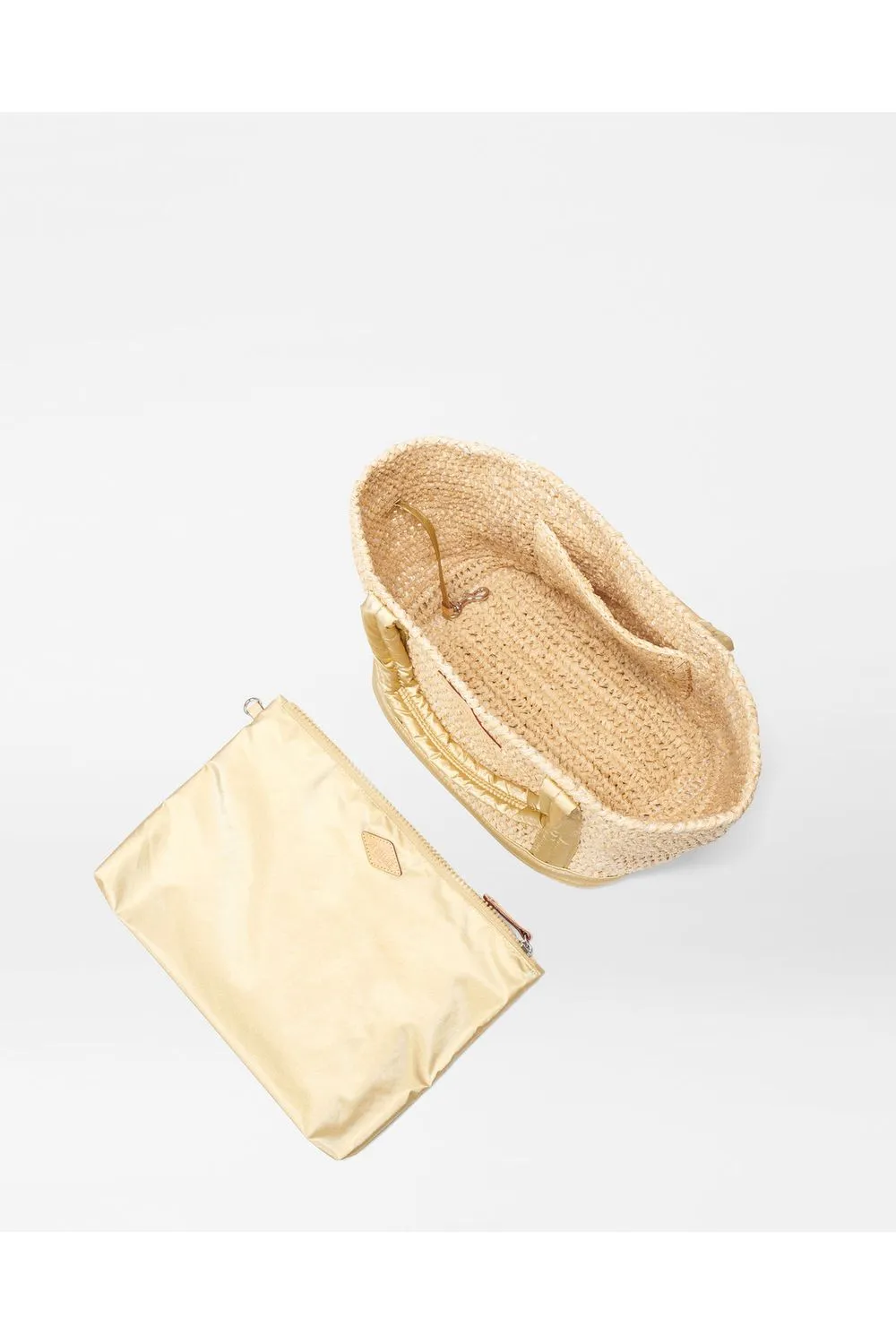 MZ Wallace Small Raffia Tote 1471N2029 | Sequin Raffia/Light Gold Pearl Metallic