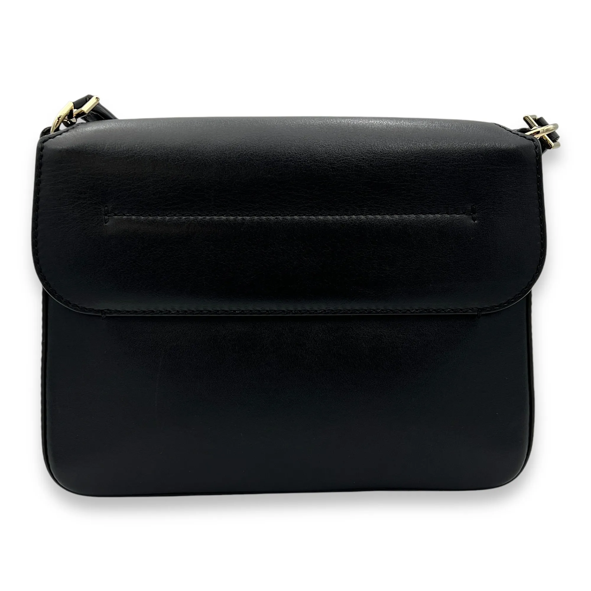 Nobile Shoulder Bag Black in Calfskin, Gold hardware