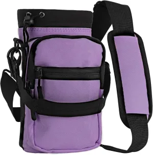 Nuovoware Water Bottle Carrier, 40oz Bottle Carrier Sports Insulated Water Bottle Holder with Adjustable Shoulder Strap, 2 Pockets Flask Sling Bag Drawstring Pouch for Climbing Hiking Walking