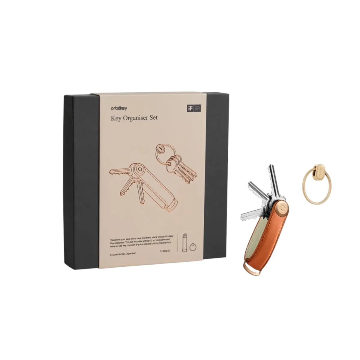 Orbitkey Key Ring V2 Gift Set Cognac/Tan