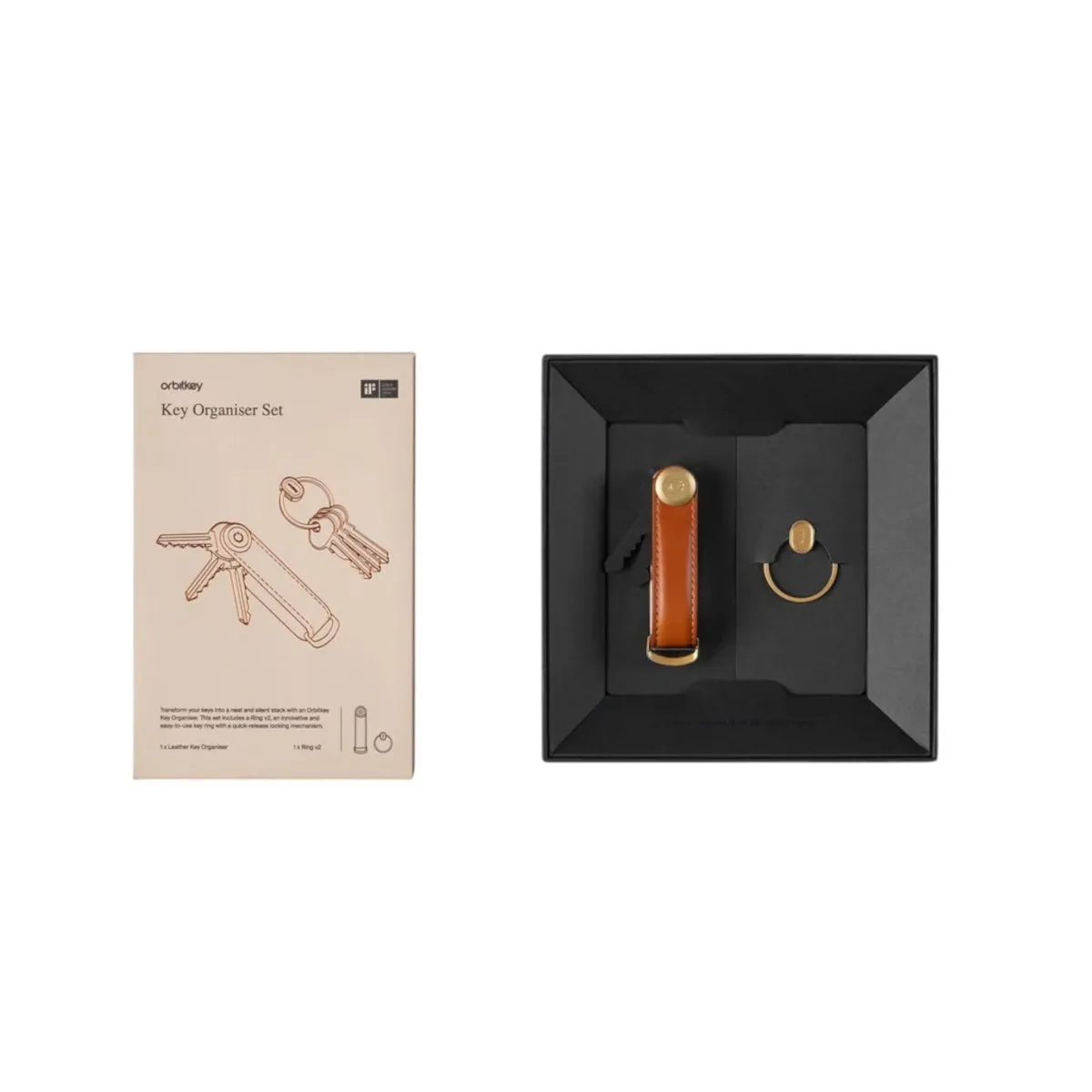Orbitkey Key Ring V2 Gift Set Cognac/Tan