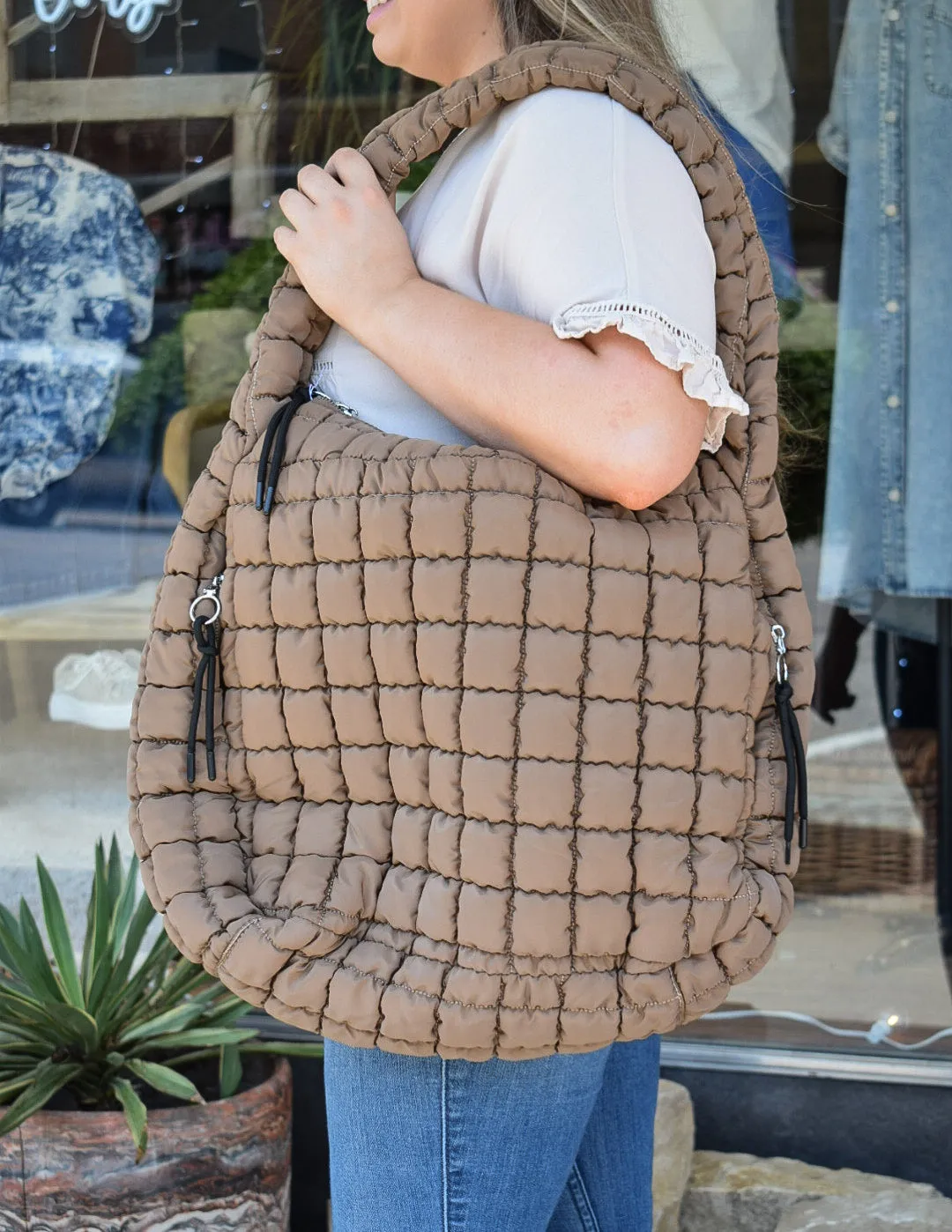 OVERSIZED QUILTED CARRYALL CROSSBODY BAG