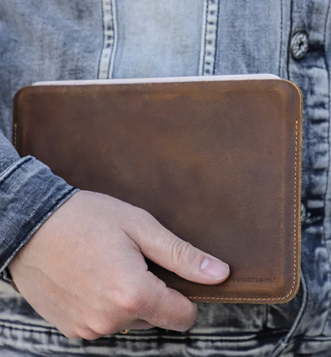 Personalized iPadmini6 Case, Crazy Horse Leather Minimalist Mini Tablet Leather Case For Gift /8032