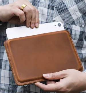 Personalized iPadmini6 Case, Crazy Horse Leather Minimalist Mini Tablet Leather Case For Gift /8032