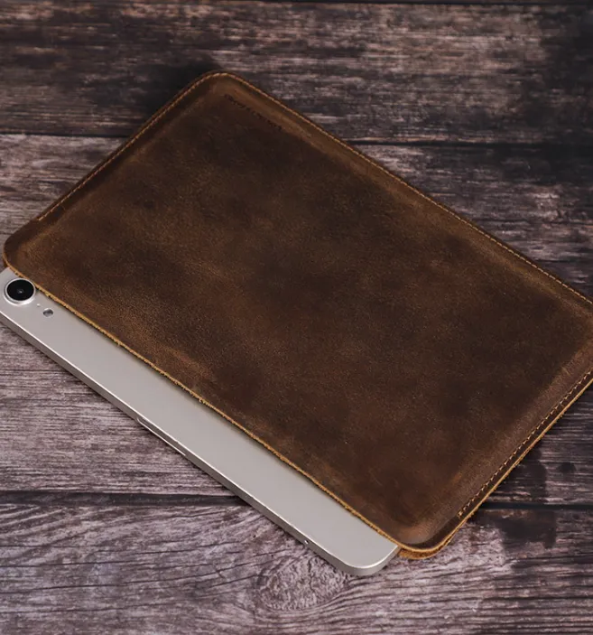 Personalized iPadmini6 Case, Crazy Horse Leather Minimalist Mini Tablet Leather Case For Gift /8032