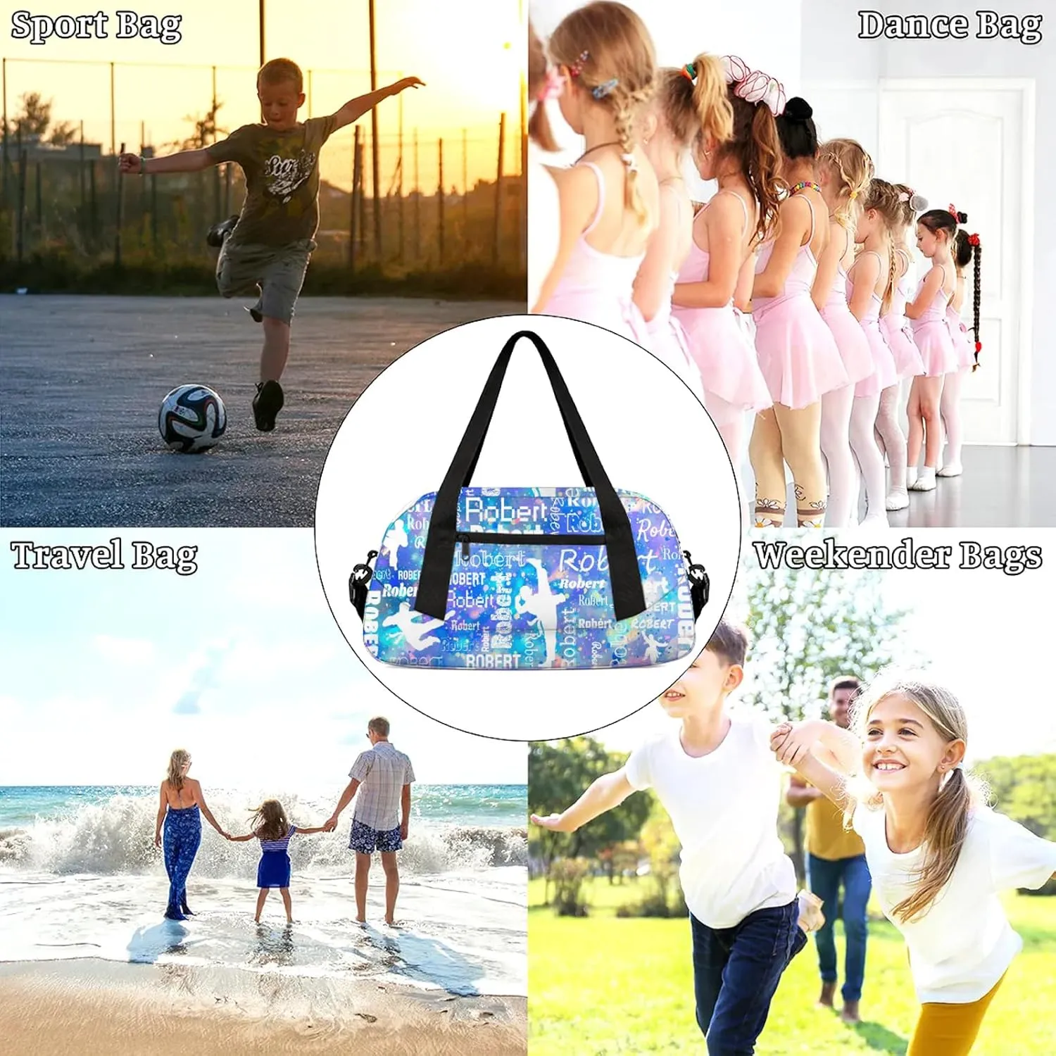 Personalized Karate Sport Duffel Bag Custom Sports Bag Travel Overnight Shoulder Bags Customized Gifts for Women Men Martial Art, Colorful Glitter